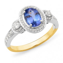 Two-Tone Ceylon Sapphire & Diamond Ring