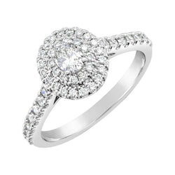 9ct White Gold Oval Double Halo Ring