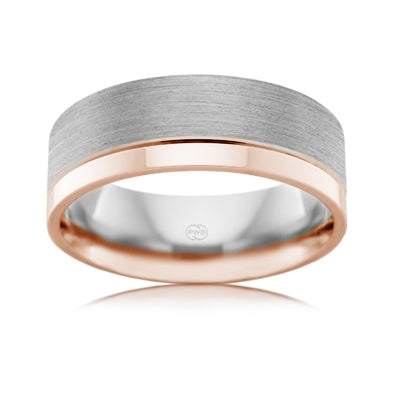 9ct White & Rose Gold Gents Ring