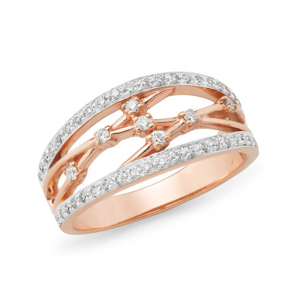 9ct Rose Gold Diamond Dress Ring