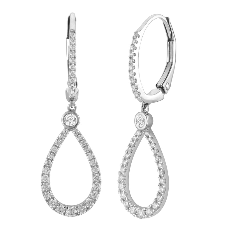 18ct White Gold Open Teardrop Diamond Earrings