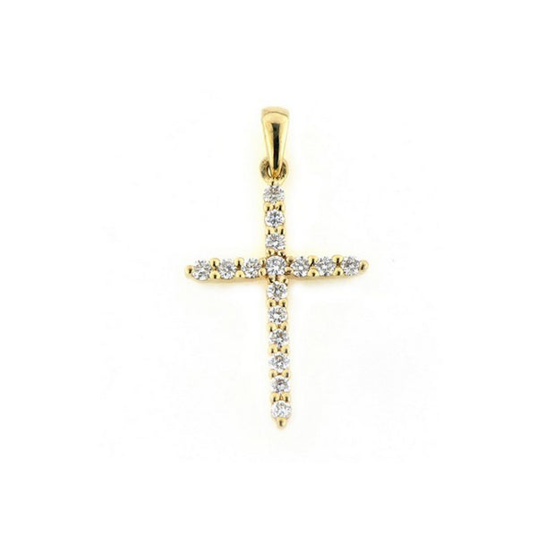 9ct Yellow Gold Diamond Cross Pendant
