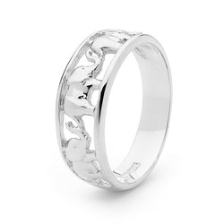 9ct White Gold Lucky Elephants Ring