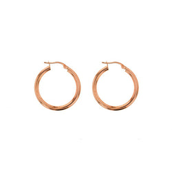 9ct Rose Gold Plain Hoop Earrings - 20mm