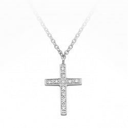 9ct White Gold Diamond Cross Necklace